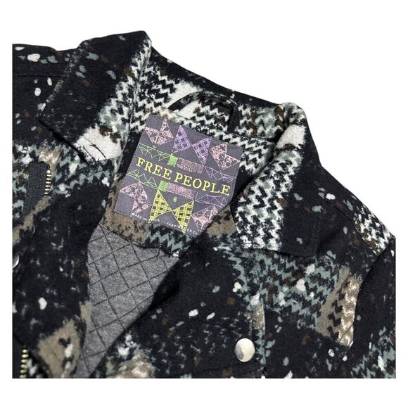 FREE PEOPLE Soft Flannel Plaid Full Zip Designer Light Jacket Womens Size 6 - Picture 2 of 6